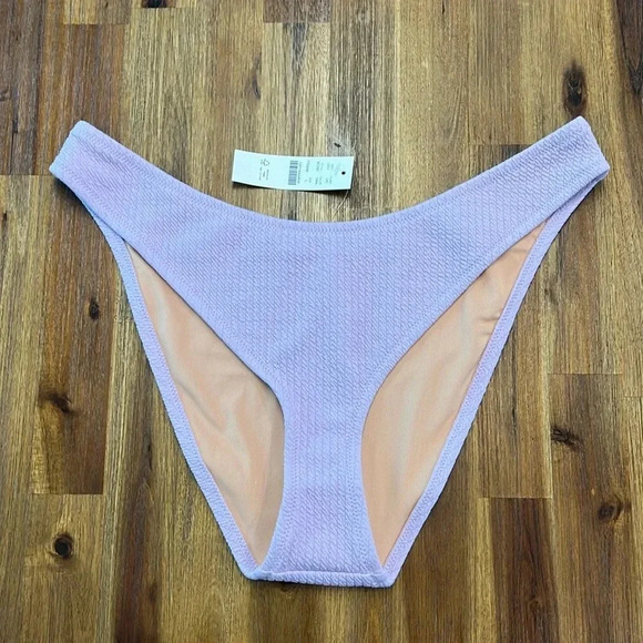 J. Crew NWT lavender Textured Curve Waist Cheeky Bikini Bottom Women’s Size L - Picture 1 of 3